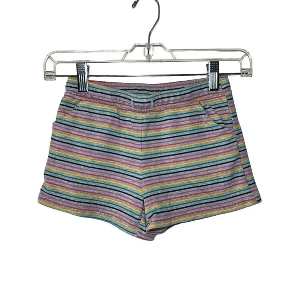 Carters Girls Rainbow Knit Shorts Size 7 Elastic Waist Pockets Lounge Play Kids - Picture 1 of 5